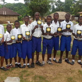 Sierra Leone students with lanterns