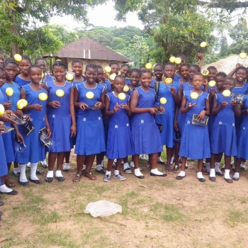 Sierra Leone students with lanterns