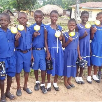 Sierra Leone students with lanterns