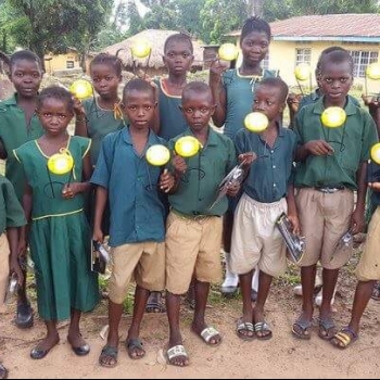 Sierra Leone students with lanterns