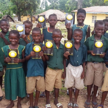 Sierra Leone students with lanterns