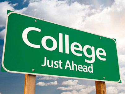 college just ahead sign