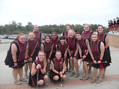 Majorettes in uniform at Oak Hills High Schools