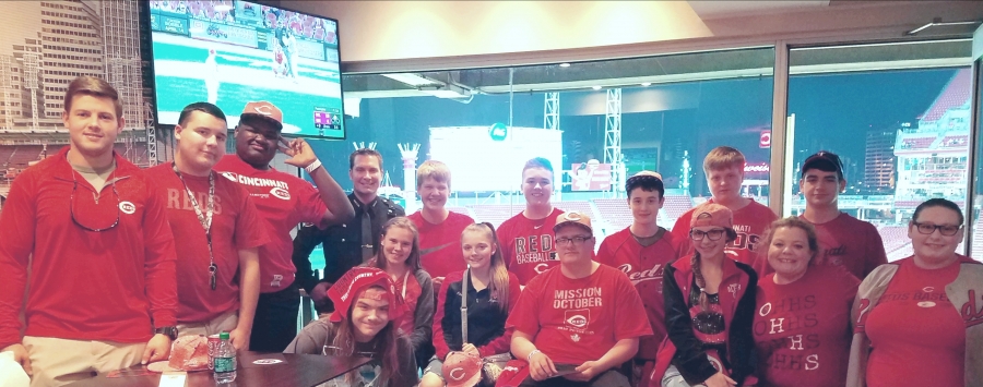 picture of students at the reds game