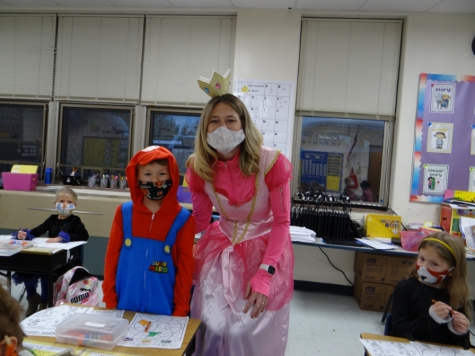 Niehaus halloween student and teacher wearing costumes